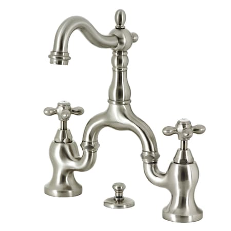Kingston Brass Bridge Bathroom Faucet with Brass Pop-Up, Brushed Nickel KS7978AX
